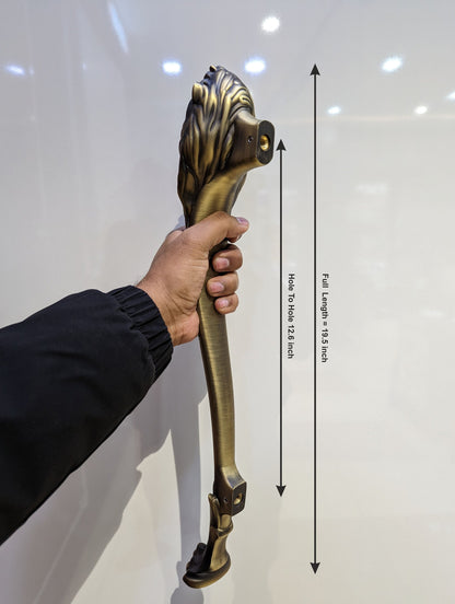 19.5" Large Lion Antique Door Handle, Door Handles for Main Door, Handle Lion Head Design - 1 Pcs
