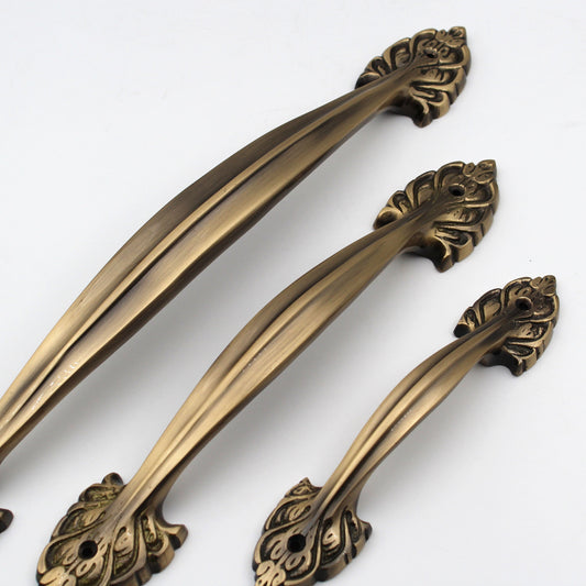 ABVIN Pure Brass Flower Design look Modern Solid Long Pull Bar Handles For Doors Cabinets Cupboards Drawers