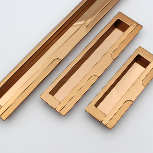 Embedded ABVIN Sliding door Concealed Drawer handles Flush Pull in Grey Copper finish Cabinet Dresser Slider Handle And Drawer pulls - 1 pcs