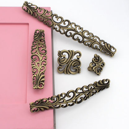 Bronze Carving Handles Pulls Cabinet Drawer Dresser Furniture Knob Handle Pulls - 1 pcs