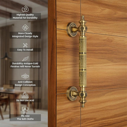 Brass Antique Door Handle, Door Handles for Main Door, Handle Head Design - 1 Pcs