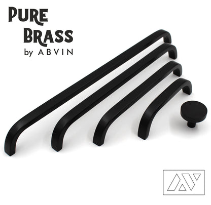 Premium Thin Black Brass Bar Handles, Modern Cabinet Hardware, Furniture Pulls for Doors, Cabinets, Cupboards & Drawers