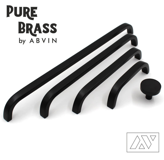 Premium Thin Black Brass Bar Handles, Modern Cabinet Hardware, Furniture Pulls for Doors, Cabinets, Cupboards & Drawers